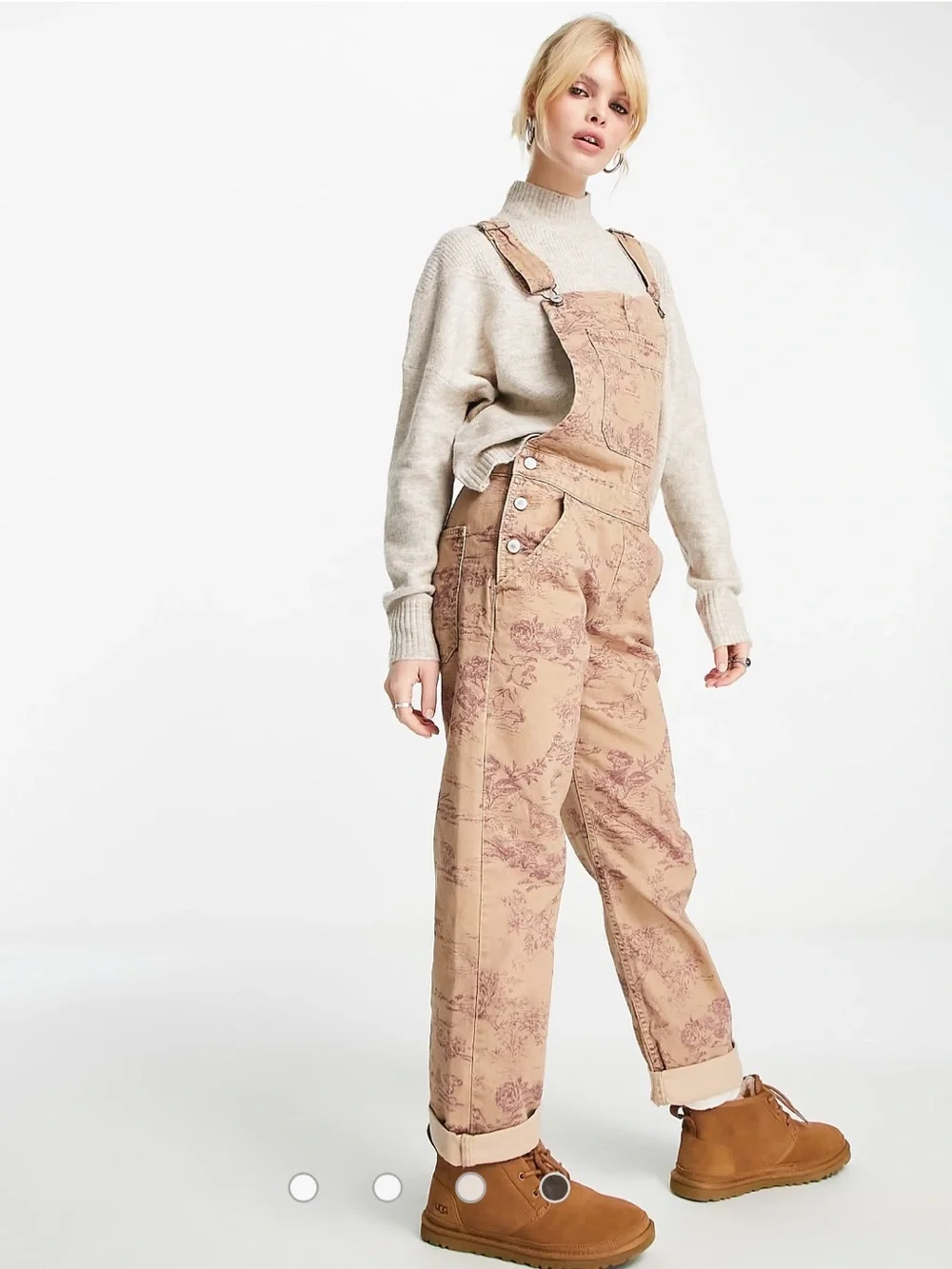 FREE PEOPLE We The Free Ziggy Toile Print Overalls Desert Combo Floral Boho